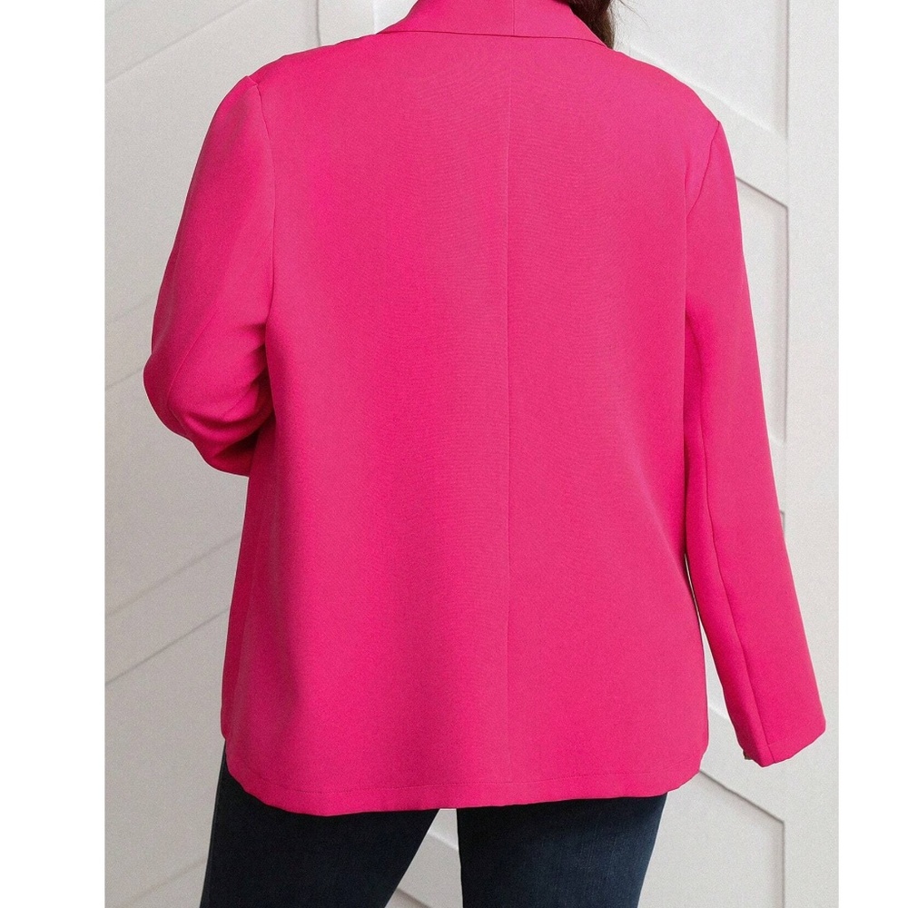 Plus Classic Solid Open Front Jacket Blazer - Picture 5 of 6